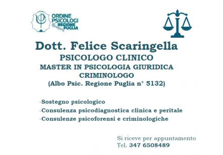 Studio di psicologia clinica, giuridica e criminologia Dott. Felice Scaringella